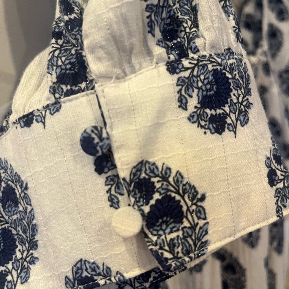J. Crew White Mini Dress with Navy Blue Medallion Print - Picture 4 of 8